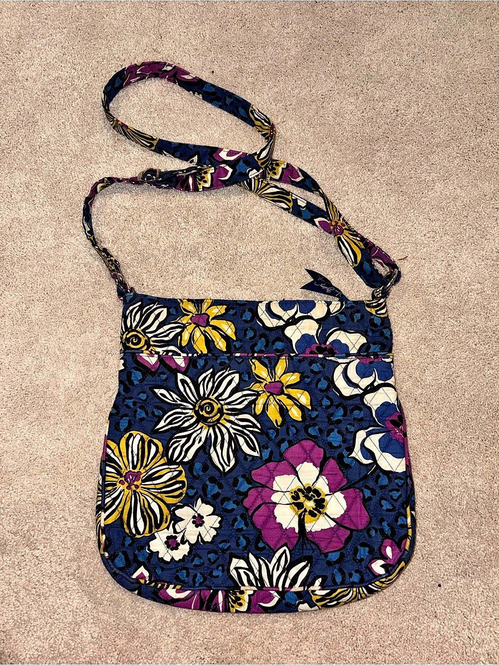 Vera Bradley On The Go Crossbody Floral Bag Blue & Pink